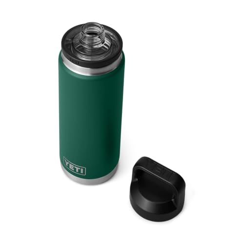 YETI Rambler Bottle Chug, Vacuum Insulated Stainless Steel Bottle with Leakproof Chug Cap, Black Forest Green, 26 oz (769 ml)
