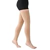 MGANG 15-20 mmHg Compression Stockings for Women & Men, Thigh High Medical Footless Graduated Compression Sleeves with Silicone Dot Band, for Varicose Veins, Edema, Travel, Flight, Pregnant, Beige S
