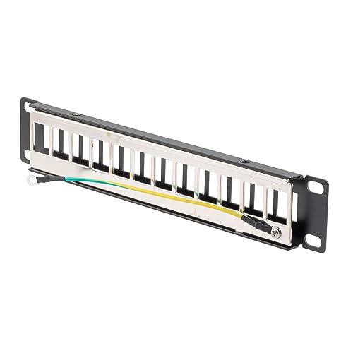 NavePoint 10 Inch Wide 12-Port Modular Patch Panel, 1U, Black
