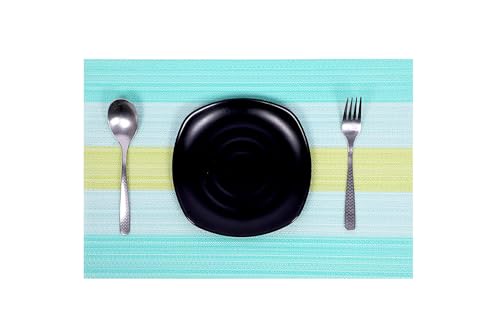 Image of Woven PVC Vinyl Dining Table Placemats - Heat Resistant, Washable & Stain Resistant | Stylish Table Mats for Home, Kitchen, Restaurant & Gifting (Pack of 4,Arctic Blue)