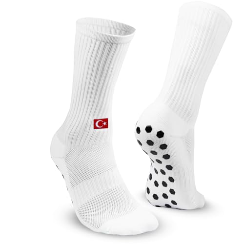 EXPRESS-STICKEREI Chaussettes de sport et de football | Chaussettes antidérapantes avec le drapeau de la Turquie | 1 paire de chaussettes grip respirantes | Taille 39-45