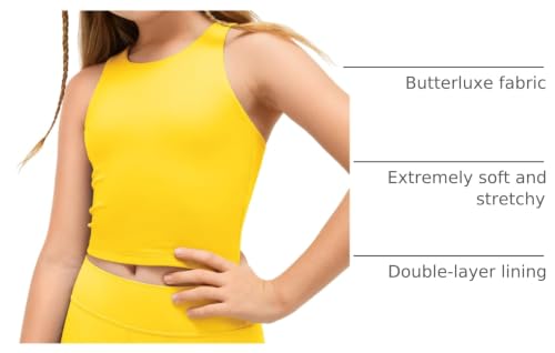 Image of CRZ YOGA Girls Butterluxe Double Lined Crop Tank | Dance, Extremely Soft, Tight Fit, High Neck, Athletic, Sleeveless Tops for Teen