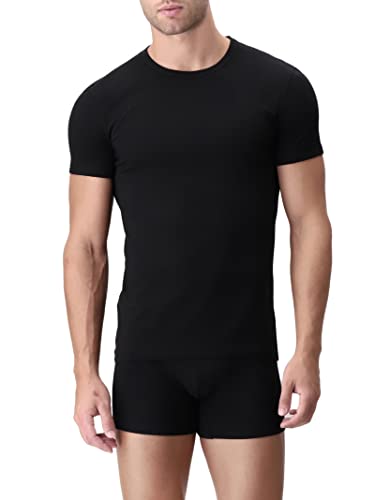 T-Shirt Girocollo Match Perofil bi-pack de maillots de corps extensibles noirs