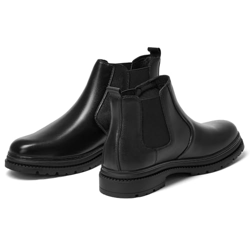 Image of OKKO Mens Genuine Leather Chelsea Boots, Dress Boots for Men Classic Stylish Casual Slip On Ankle Boot for Men