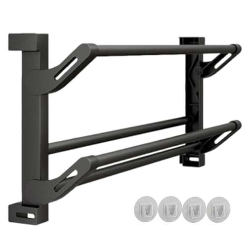 Pastel de zapatos montado en la pared de 2 niveles de almacenamiento de zapatos plegables de 2 niveles soporte para zapatos de metal autoadhesivo para hasta 4 pares de zapatos, almacenamiento de zapa