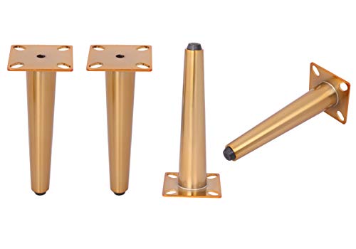 4X 7 1/2'' inch Steel Sofa Legs.Vintage Mid Century Modern Legs/Feet. Metal Sofa Cabinet Legs,Chair Legs,Ottoman Legs (Gold)