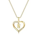 Collar con inicial de corazón para mujer, chapado en oro de 14 quilates con circonita cúbica, collar con colgante de corazón con inicial de letra A a Z, joyería inicial para mujeres y niñas