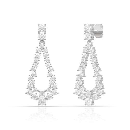 Image of 925 Sterling Silver Long Earrings for Women | Elegant Drop Dangler Earrings | Hypoallergenic Rhodium Plated Anti-Tarnish Lightweight Silver Jewellery | Daily Wear | Gift for Wife, Girlfriend, Mother, Sister | Birthday, Anniversary, Rakhi