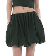Muineobuka Women Girls Bubble Mini Skirt Low Waist Pleated Puffy Short Skirts A-Line Rufle Flared...