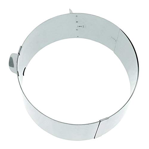 zapalorzo Cercle INOX Extensible de diam. 16 cm Extensible à 30 cm Hauteur 8,5 cm Cover