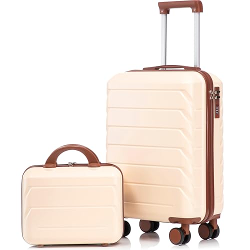 Image of Hardside Luggage, Lightweight Durable ABS Suitcase Spinner Wheels, 20+14 Luggage