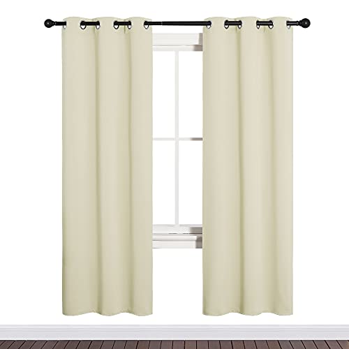 Image of NICETOWN Blackout Curtains for Bedroom, 72 inches Long Curtains & Drapes for Living Room, Thermal Insulated Window Treatment Draperies for Nursery (Beige, 34 inch by 72 inch)
