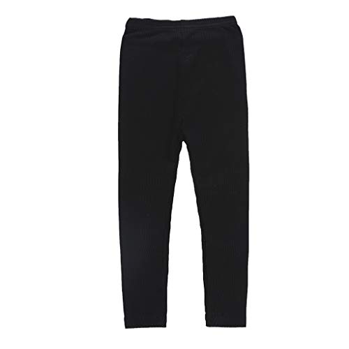 Pantalones de algodón sólidos leggings de invierno para niñas bebé infantil hasta la rodilla ropa cálida niños trajes y conjunto, Negro , 18-24 meses