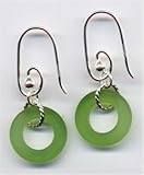 Peridot Donut Beach Glass Sterling Silver Swirl Earrings
