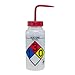 SP Bel-Art Safety-Labeled 4-Color Acetone Wide-Mouth Wash Bottles; 500ml (16oz), Polyethylene w/Red Polypropylene Cap (F11716-0001), Natural (Pack of 4)