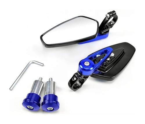 Espejos retrovisores de manillar 22mm 7/8 para moto scooter vista lateral universal color azul