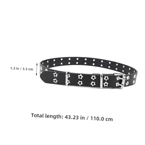 Beaupretty Fashion Punk Star Leather Belt for Women Adjustable Waist Tie for Jeans Dresses and Sweaters Black Stylish Accessory for Daily Wear and Parties2