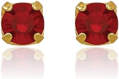 IceCarats 14K Solid Yellow Gold Crystal Small Stud Earrings 3mm Round Cut, Simulated, Prong Set, Butterfly Back For Her