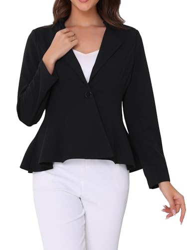 Allegra K Casual Work Office Blazer for Women's 2025 Lapel Collar Single Button Peplum Business Blazers