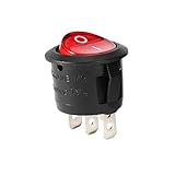 uxcell Red Lamp Backlit On/Off 3 Terminal SPST 2 Position I/O Mini Round Button Toggle Light Rocker Switch AC 250V/10A 125V/12A