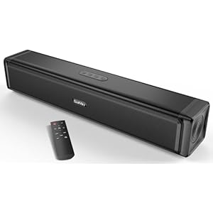 Saiyin Sound Bar,Soundbar for TV with 4 Powerful Speakers,Surround Sound System for TV,17 inch Soundbar with Bluetooth/HDMI-ARC/Optical/AUX,Wall Mountable