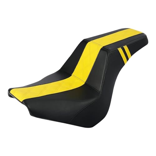 LOKLNEYK ハーレー ソフテイル スタンダード FXST ストリートボブ 114 FXBBS FXBB 2018-2022年式用 バイク用運転席・助手席シートクッション バイクシート(黄)