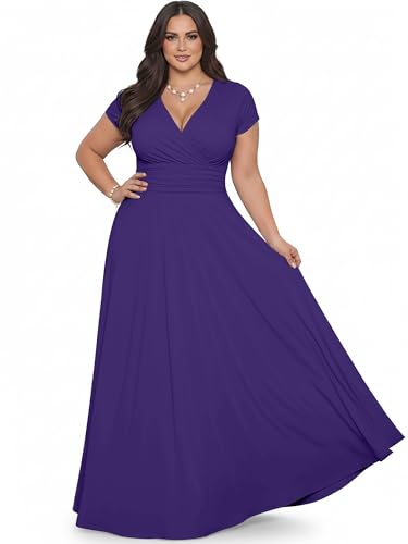 Image of KOH KOH Womens Sexy Cap Short Sleeve V-Neck Flowy Cocktail Gown