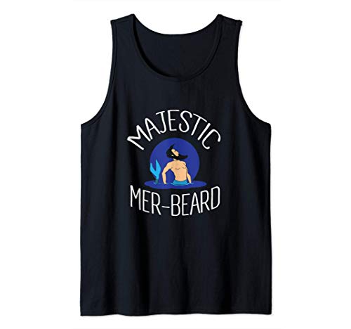 Majestic Mer-Beard Funny Bearded Mermaid Camiseta sin Mangas