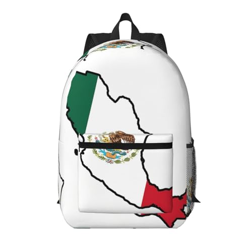 Sac à dos d'école léger EdWal noir avec poche à motif carte du Mexique pour collégien et lycéen