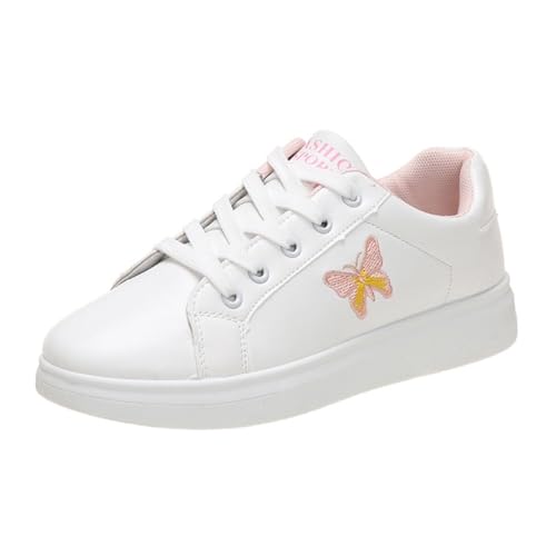 Butterfly Chunky Sneakers for Women & Girls 3cm Platform White Walking Shoes for Travel & Gifts, Lightweight Comfort