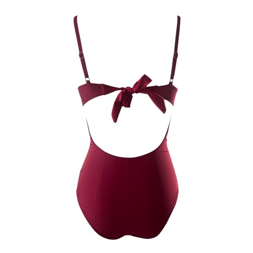 Bikini patchwork reductor que disimula el abdomen con malla arrugada estilo retro elegante 4