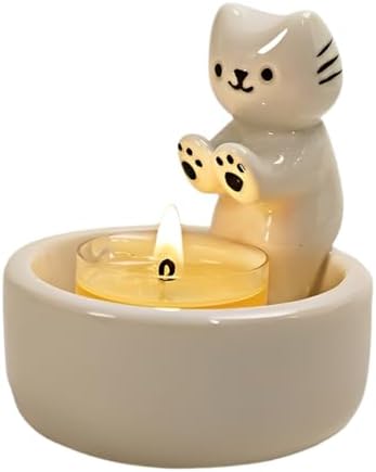 Porte-bougie Chat Bougeoir Décoration Mignonne Chat Cadeau pour A...