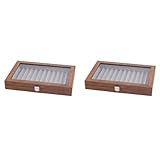 Bdfhjln 2 x 12 rejillas de nogal soporte de almacenamiento para bolígrafos, estuche para bolígrafos, regalo para estudiantes, antipolvo, rectangular, colección de bolígrafos