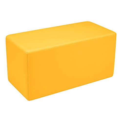 Image of Sprogs 18 inch H Structured Rectangle Stool -Flexible Modular Collaborative Soft Seating for Office, Home, Lounge and School Classrooms with Durable Frame & Set of 2 inch Legs Add-on - Yellow