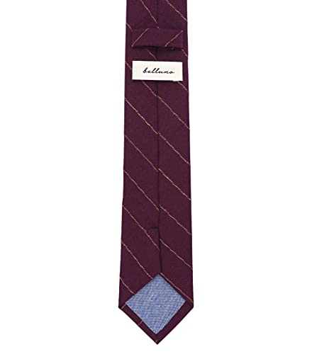 Image of BELLUNO Men's 2.5 inch Skinny Solid Cotton Linen Ties