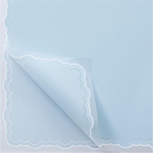 Zarwani - 20 Sheets Korean Style Waterproof Blue Bouquet Wrapping Paper (58cm x 58cm, 60 Microns) | Wavy Line Design, Giftwrap for Flowers & DIY Christmas Gift Wrapping Paper (20, Sky Blue)