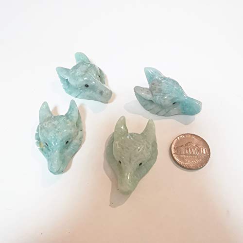 Manekieko Natural Amazonite 40mm Wolf Head Pocket Crystals and Healing Stone Figurine,Haped DIY-Jewelry Pendant - Image 3