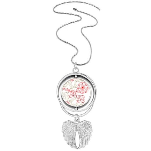Collier rotatif ailes d'ange fleurs fraîches herbes rouges
