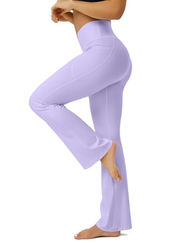 Image of FOHOFO Yoga Pants Women, Flare Leggings for Women with Pockets Crossover High Waisted Bootcut Yoga Pants