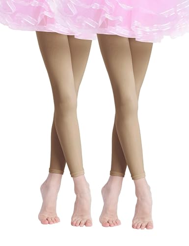 Daydance Nude Girl's Footless Tights for Dance, Ballet 90 Denier 2 Pairs2