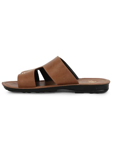 Image of Liberty A-HA MPU-58 Casual Flat Sandal For Men - Black,Brown, Tan PU Slip-on Slipper - Stylish Footwear for Travel, Office & Home - Soft Padded Sole - Lightweight and Durable - Outdoor Chappal for Man