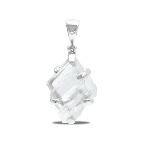 Pétalite brute en pendentif d'argent 925 Starborn haute joaillerie