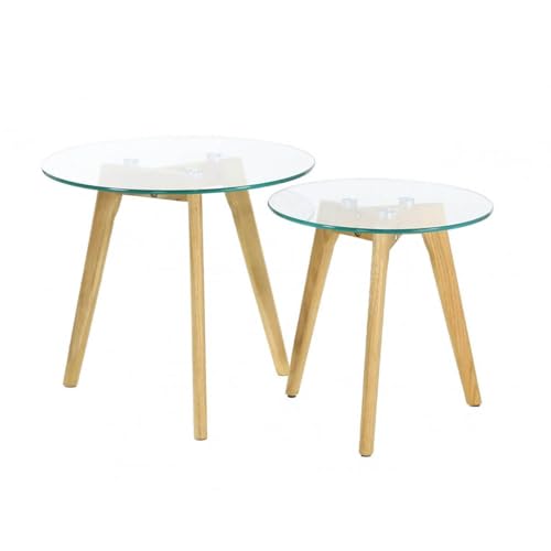AltoBuy Glass - Lot de 2 Tables Gigognes Rondes Verre Trempé