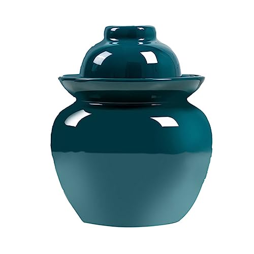Blue Porcelain Kimchi & Fermentation Jar with Water-Seal Lid