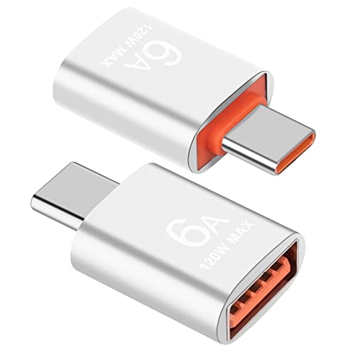Adaptateur USB vers USB C (Lot de 2), Convertisseur USB Type C Mâle vers USB A 3.1 Femelle, Adaptateur Thunderbolt 3 vers USB OTG pour MacBook, Samsung et Autres Appareils Type-C (Argent)
