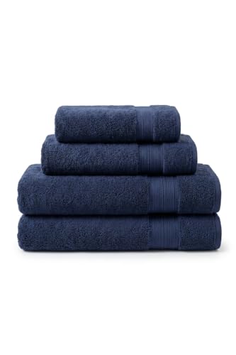 Image of Towels for Bath | Towels for Bath Large Size Bath Towel - Soft & Absorbent | 600 GSM | 1 Piece Bath Towel for Men /Women | 70 cms x 140 cms - Navy Blue