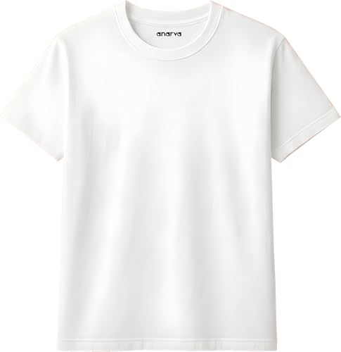 Image of Amazon Brand - Anarva Kids Plain T Shirt for Boys | 100% Cotton Soft Feel Round Neck Half Sleeve Solid Tee | Casual 0-14 Years