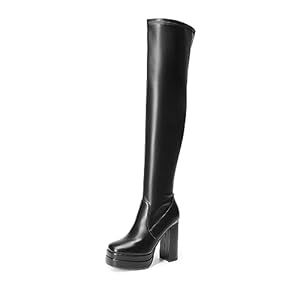 DREAM PAIRS Women’s Platform Over The Knee Thigh High Boots Chunky High Heels Square Toe Long Fall Y2K Gogo Boots