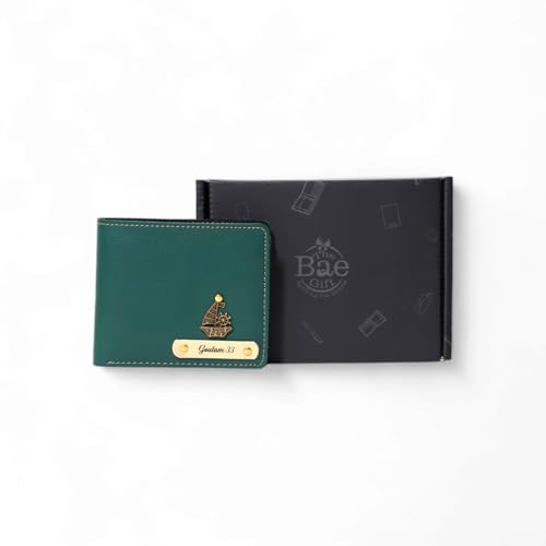 Image of Generic Men's Personalized Slim Stylish Faux Leather Wallet with Name & Charm - Green
