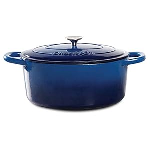 Crock Pot Artisan Enameled Cast Iron 7-Quart Oval Dutch Oven, Sapphire Blue –